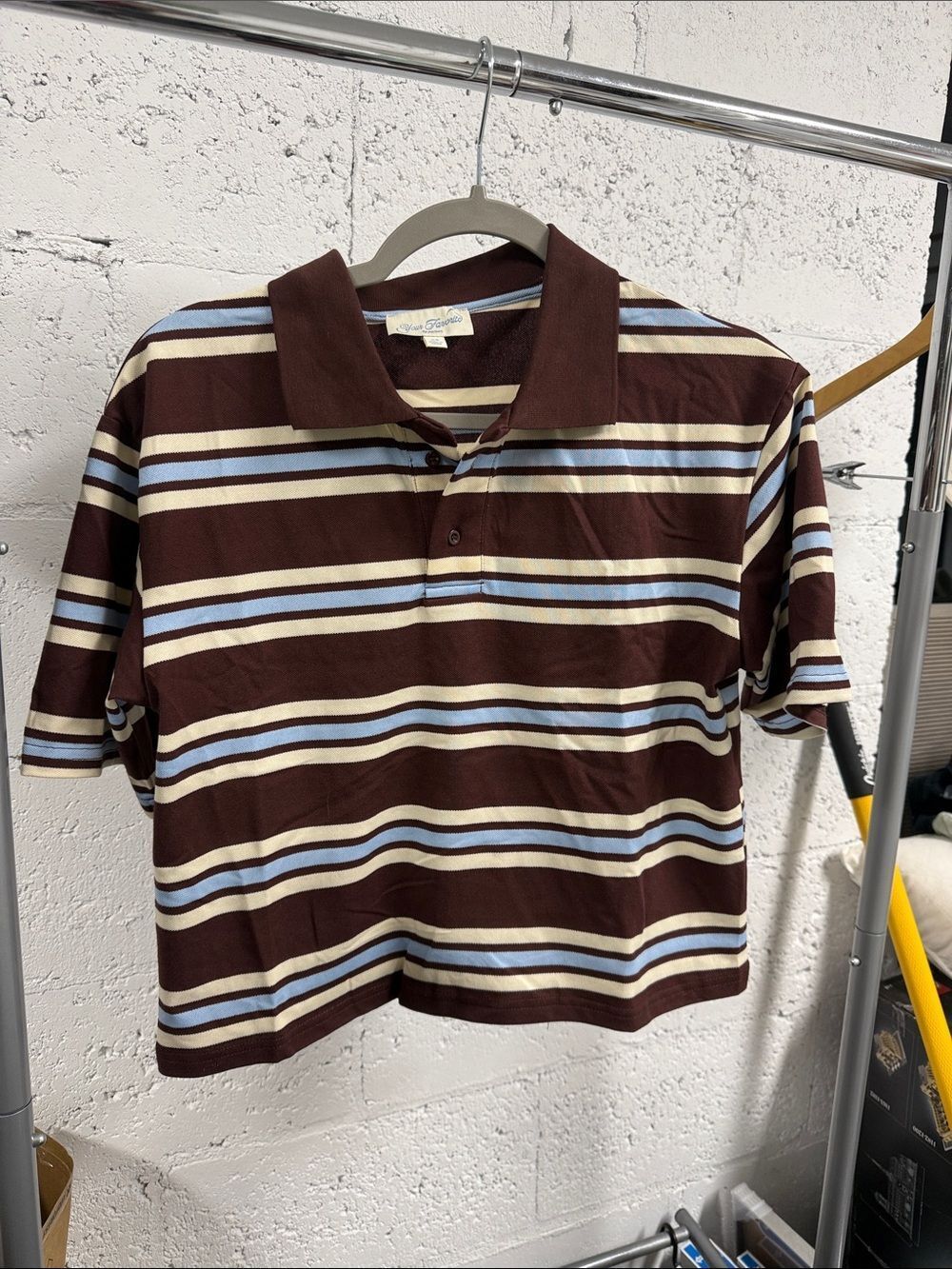 Classic Striped Brown Polo Shirt Size XS "Your Favorite" - NWOT